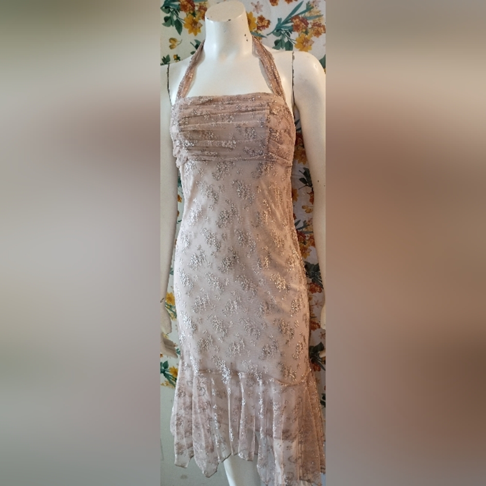 Women's Y2K My Michelle Cream Sequin Halter Dress